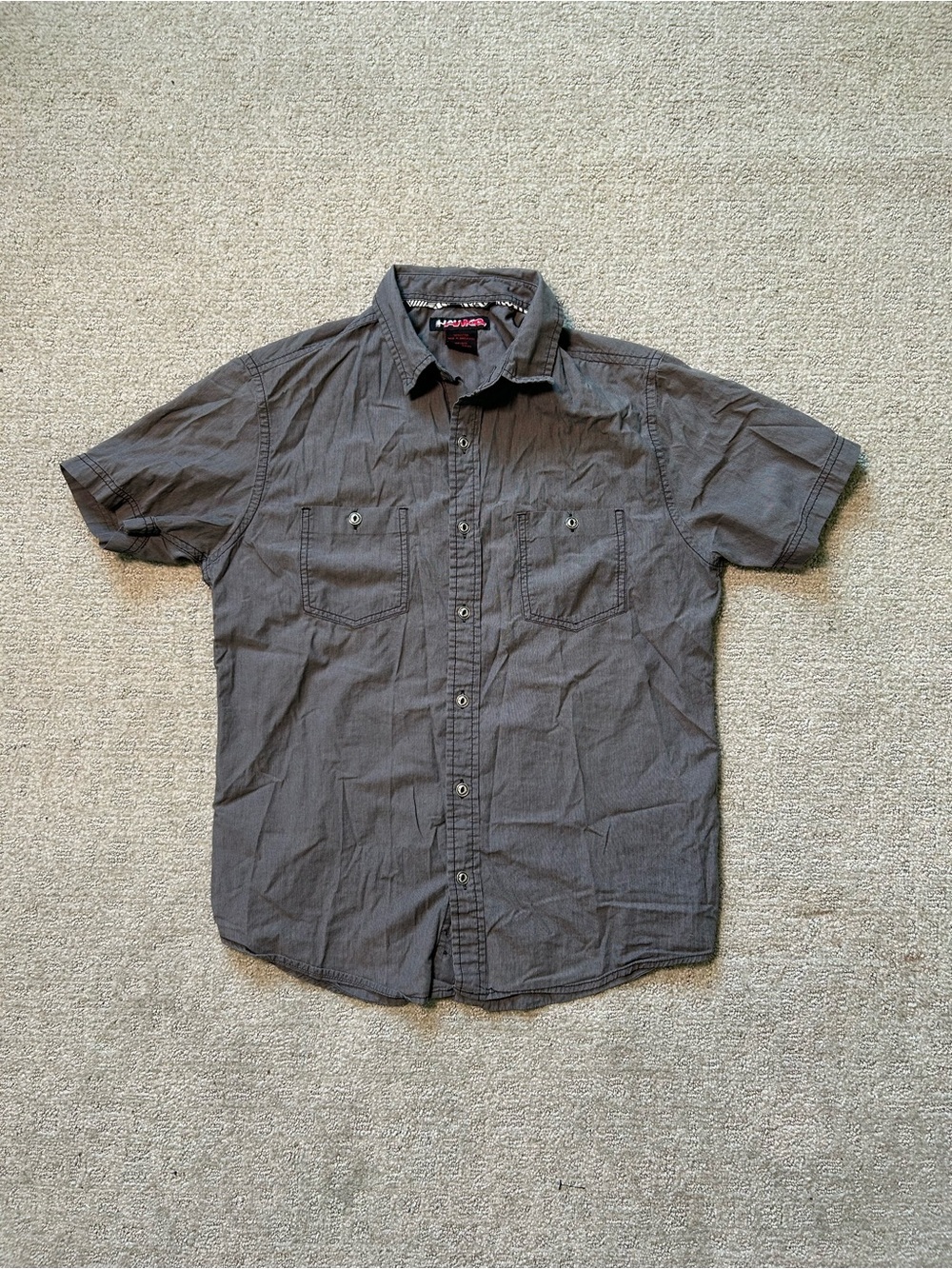 Y2K Tony Hawk Shirt Mens M Grey 100% Cotton Button Down Collar Vintage Skate